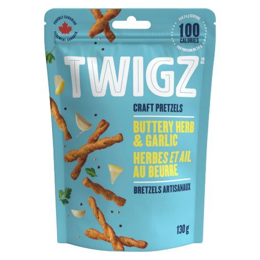 Picture of TWIGZ PRETZELS - BUTTERY HERB and GARLIC 130GR